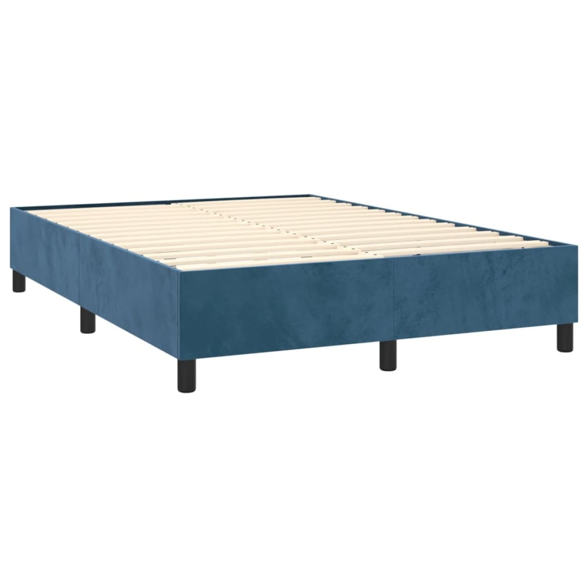 vidaXL Κρεβάτι Boxspring με Στρώμα & LED Σκ. Μπλε 140x200εκ. Βελούδινο