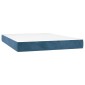 vidaXL Κρεβάτι Boxspring με Στρώμα & LED Σκ. Μπλε 140x200εκ. Βελούδινο