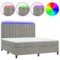 vidaXL Κρεβάτι Boxspring με Στρώμα & LED Αν.Γκρι 180x200 εκ. Βελούδινο