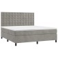 vidaXL Κρεβάτι Boxspring με Στρώμα & LED Αν.Γκρι 180x200 εκ. Βελούδινο