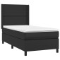 vidaXL Κρεβάτι Boxspring με Στρώμα & LED Μαύρο 100x200 εκ. Συνθ. Δέρμα