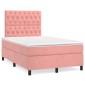 vidaXL Κρεβάτι Boxspring με Στρώμα Ροζ 120x200 εκ. Βελούδινο