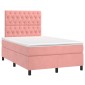vidaXL Κρεβάτι Boxspring με Στρώμα Ροζ 120x200 εκ. Βελούδινο