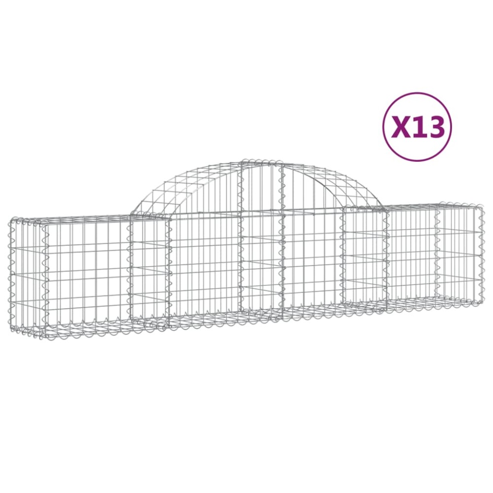 vidaXL Συρματοκιβώτια Τοξωτά 13 τεμ. 200x30x40/60 εκ. Γαλβαν. Ατσάλι