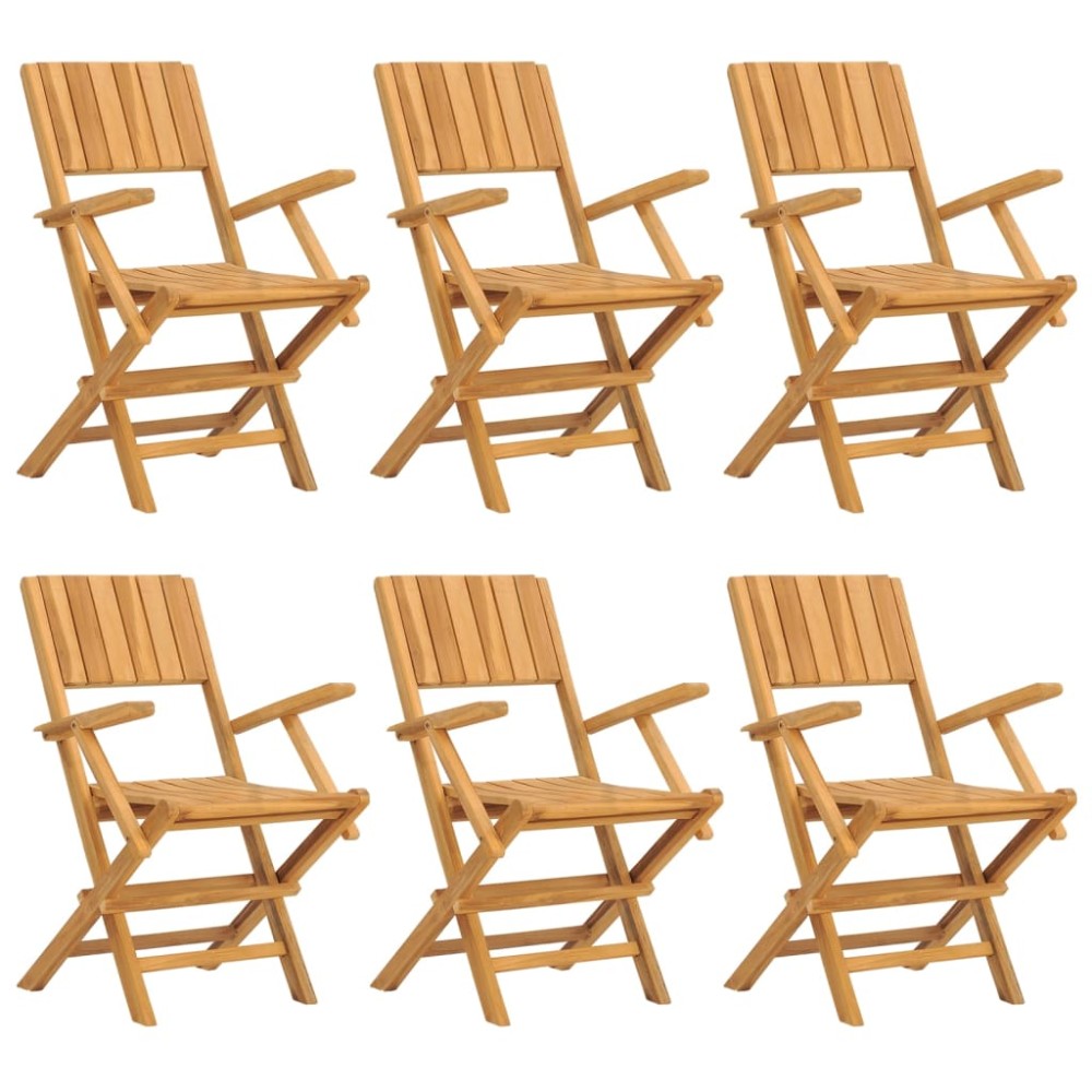vidaXL Καρέκλες Κήπου Πτυσσόμενες 6 τεμ. 55x61x90 εκ. Μασίφ Ξύλο Teak