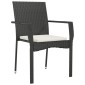 vidaXL Σετ Τραπεζαρίας Κήπου 3 τεμ. Μαύρο Συνθετικό Ρατάν με Μαξιλάρια