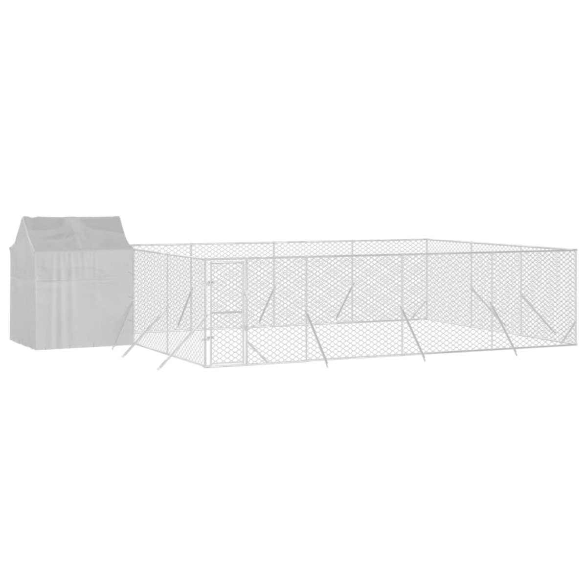 vidaXL Κλουβί Σκύλου Εξ. Χώρου με Οροφή Ασημί 6x6x2,5 μ. Γαλβ. Ατσάλι