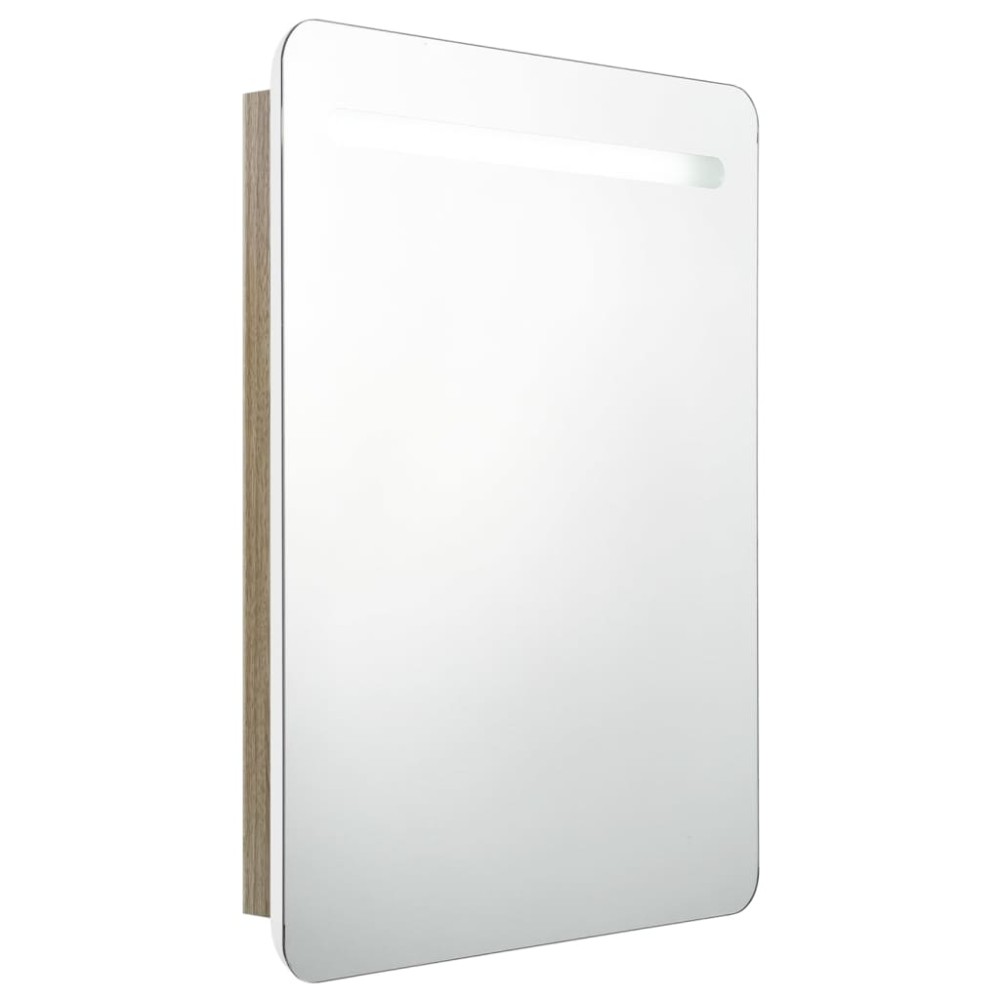 vidaXL Καθρέφτης Μπάνιου με Ντουλάπι & LED Λευκό/Δρύς 60x11x80 εκ.