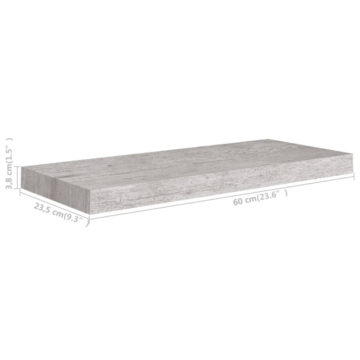 vidaXL Ράφι Τοίχου Γκρι Σκυροδέματος 60x23,5x3,8 εκ. από MDF