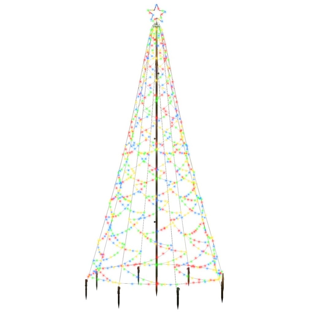 vidaXL Χριστουγεν. Δέντρο Πολύχρωμο 3 μ. 500 LED με Μεταλλικό Στύλο
