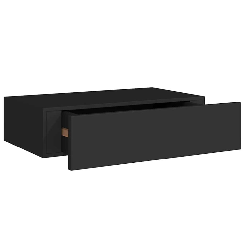 vidaXL Ράφι Επιτοίχιο με Συρτάρι Μαύρο 40 x 23,5 x 10 εκ. από MDF