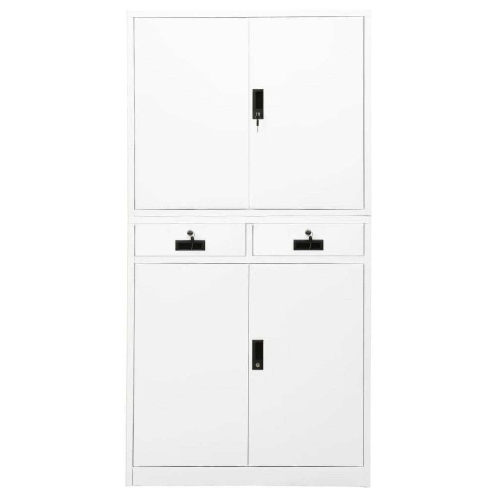 vidaXL Ντουλάπα Γραφείου Λευκή 90 x 40 x 180 εκ. Ατσάλινη