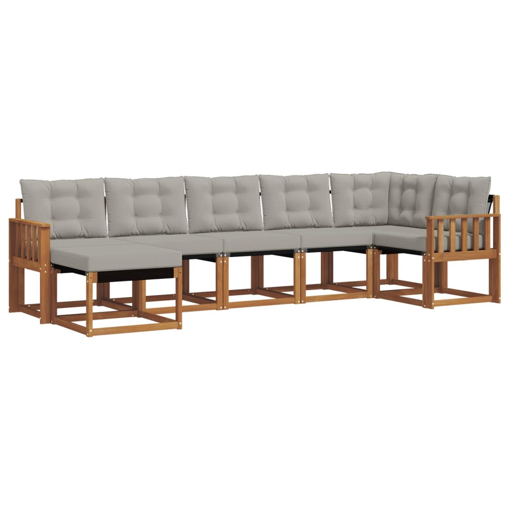 vidaXL Σειρά Καναπέ Εξωτερικού 7 pcs Φυσικό και Ανοιχτό Γκρι
