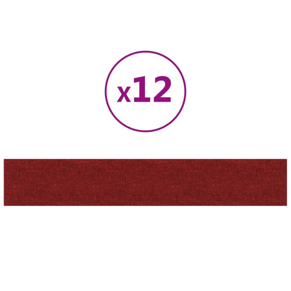 vidaXL Πάνελ Τοίχου 12 τεμ. Κόκκινο κρασί 90 x 15 εκ. 1,62 μ Υφασμα