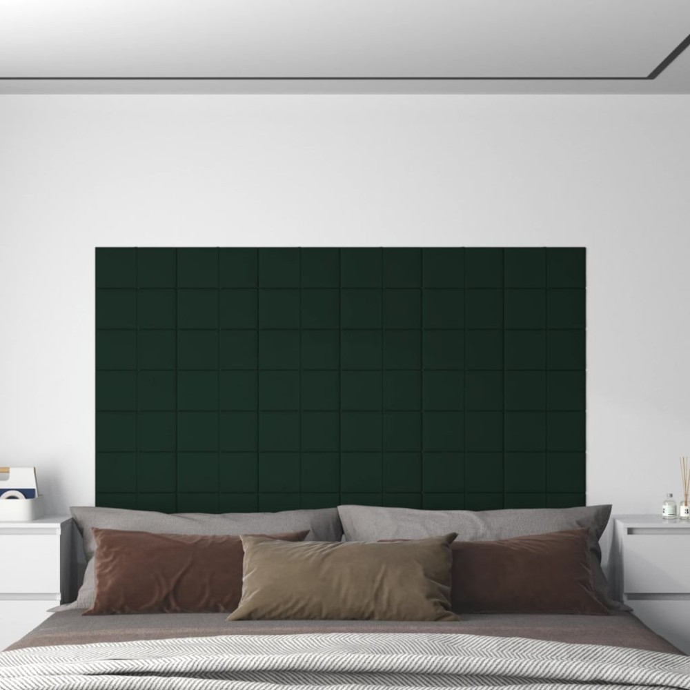 vidaXL Πάνελ Τοίχου 12 τεμ. Σκούρο πράσινο 30x15 εκ. 0,54 μ² Βελούδινα