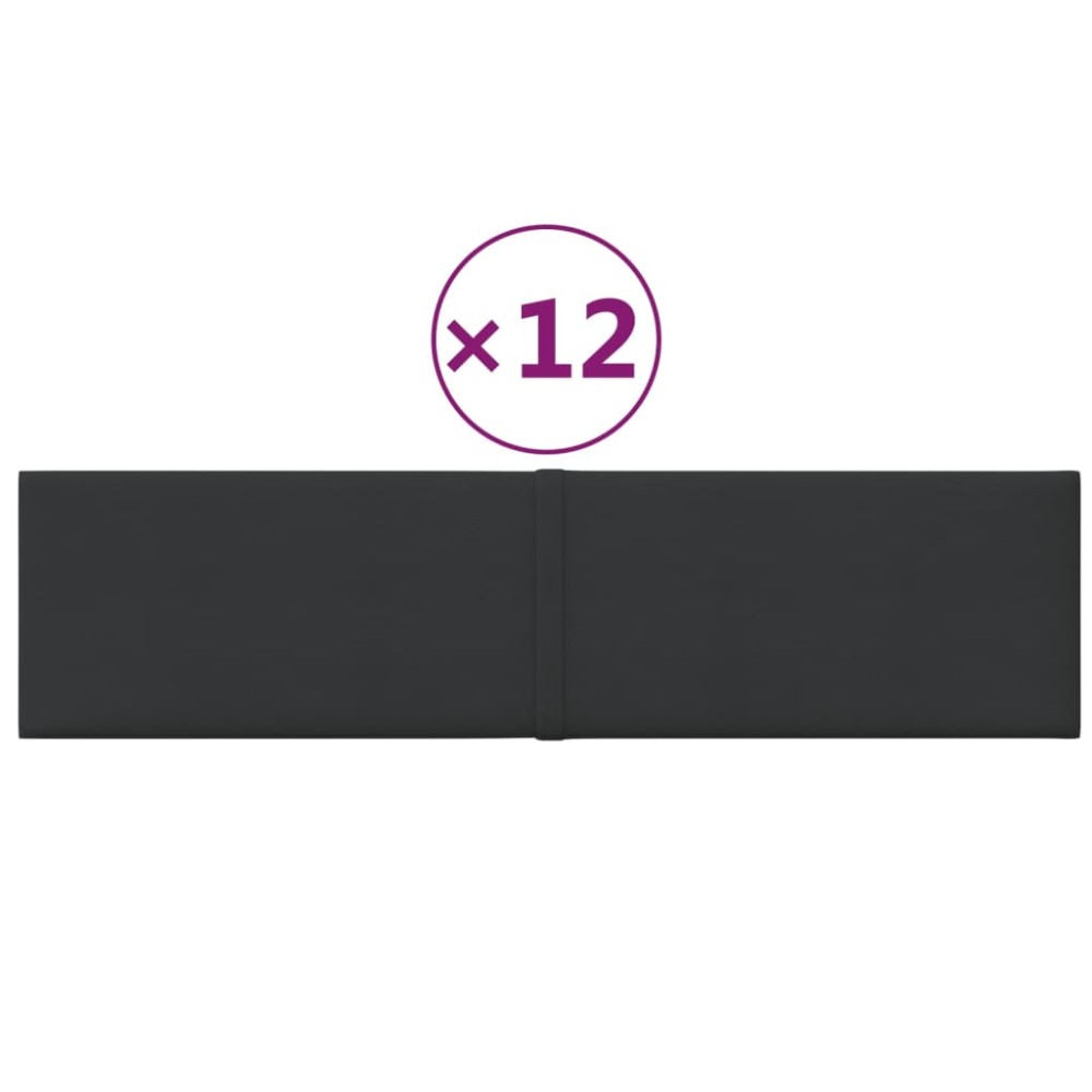 vidaXL Πάνελ Τοίχου 12 τεμ. Μαύρα 60x15 εκ. 1,08 μ² Υφασμάτινα