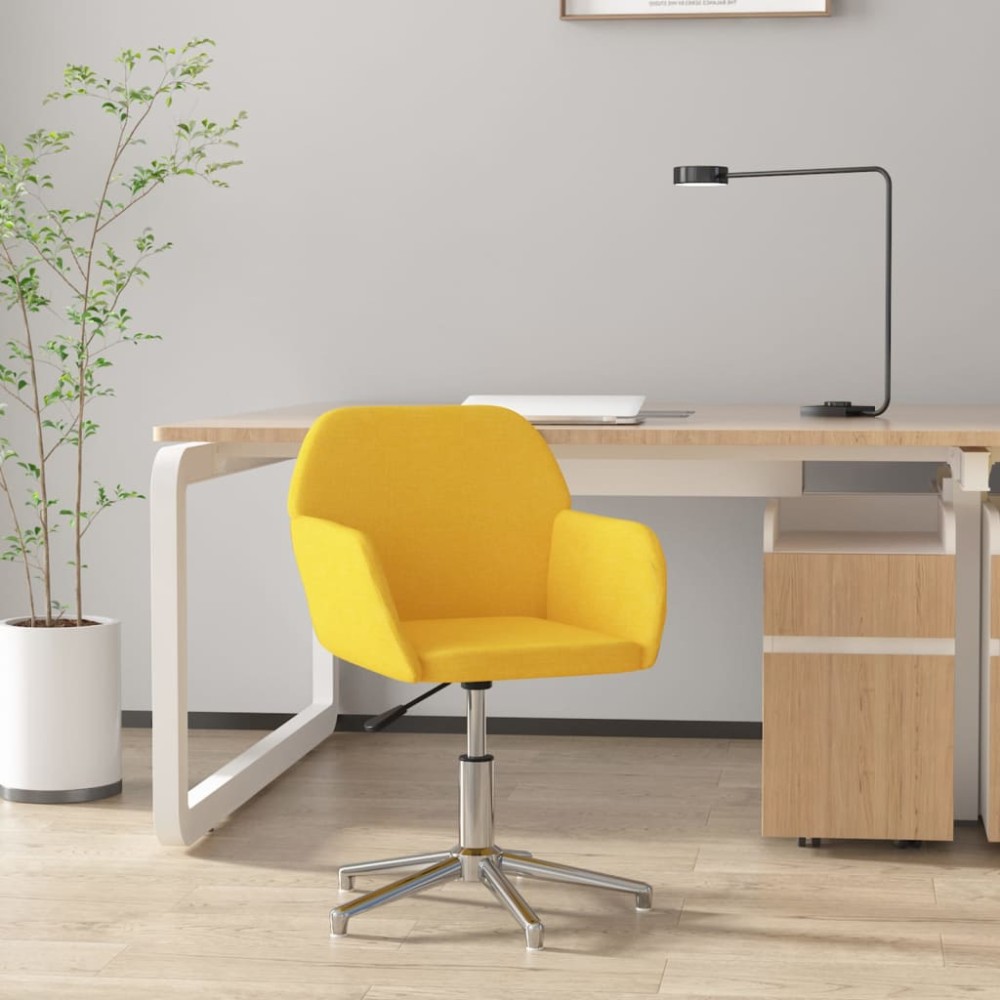 vidaXL Καρέκλα Γραφείου Περιστρεφόμενη Ανοιχτό Κίτρινο Υφασμάτινη