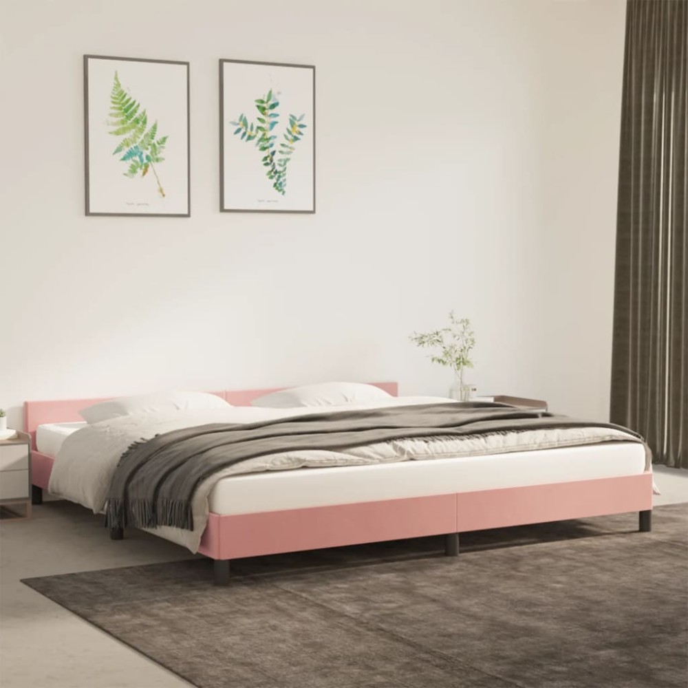 vidaXL Πλαίσιο Κρεβατιού με Κεφαλάρι Ροζ 200x200 εκ. Βελούδινο