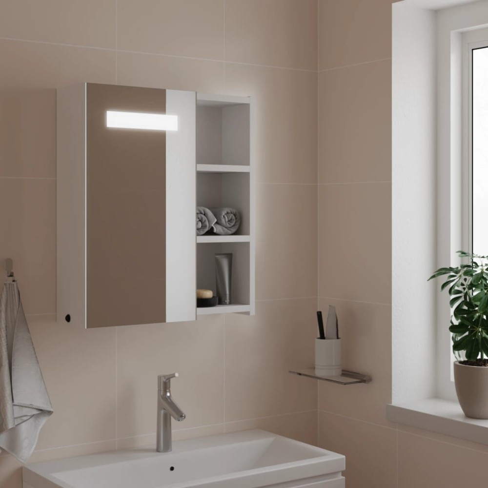 vidaXL Καθρέφτης Μπάνιου με Ντουλάπι & LED Λευκό 45 x 13 x 52 εκ.
