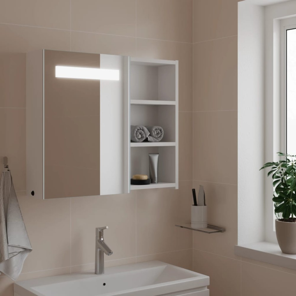 vidaXL Καθρέφτης Μπάνιου με Ντουλάπι & LED Λευκό 60 x 13 x 52 εκ.