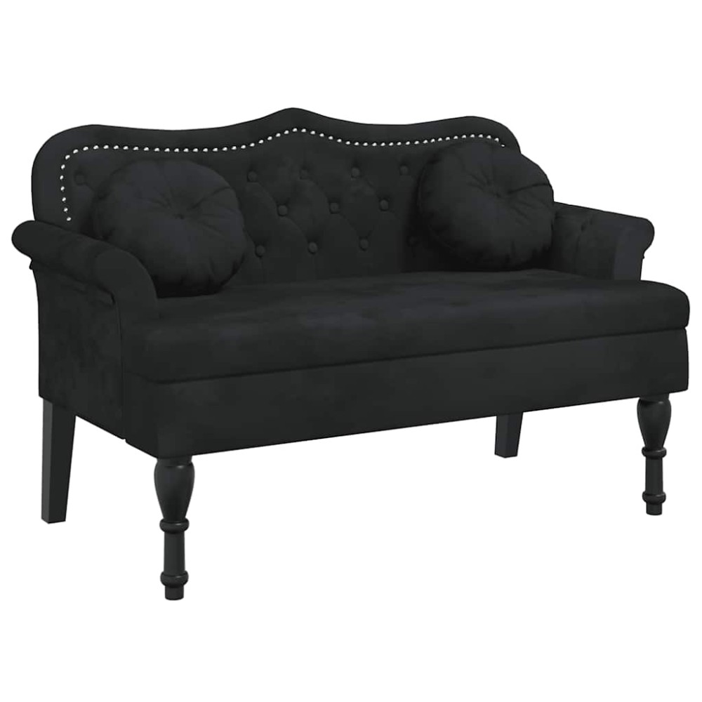 vidaXL Πάγκος με Μαξιλάρια Μαύρο Βελούδο 120,5x65x75 εκ.
