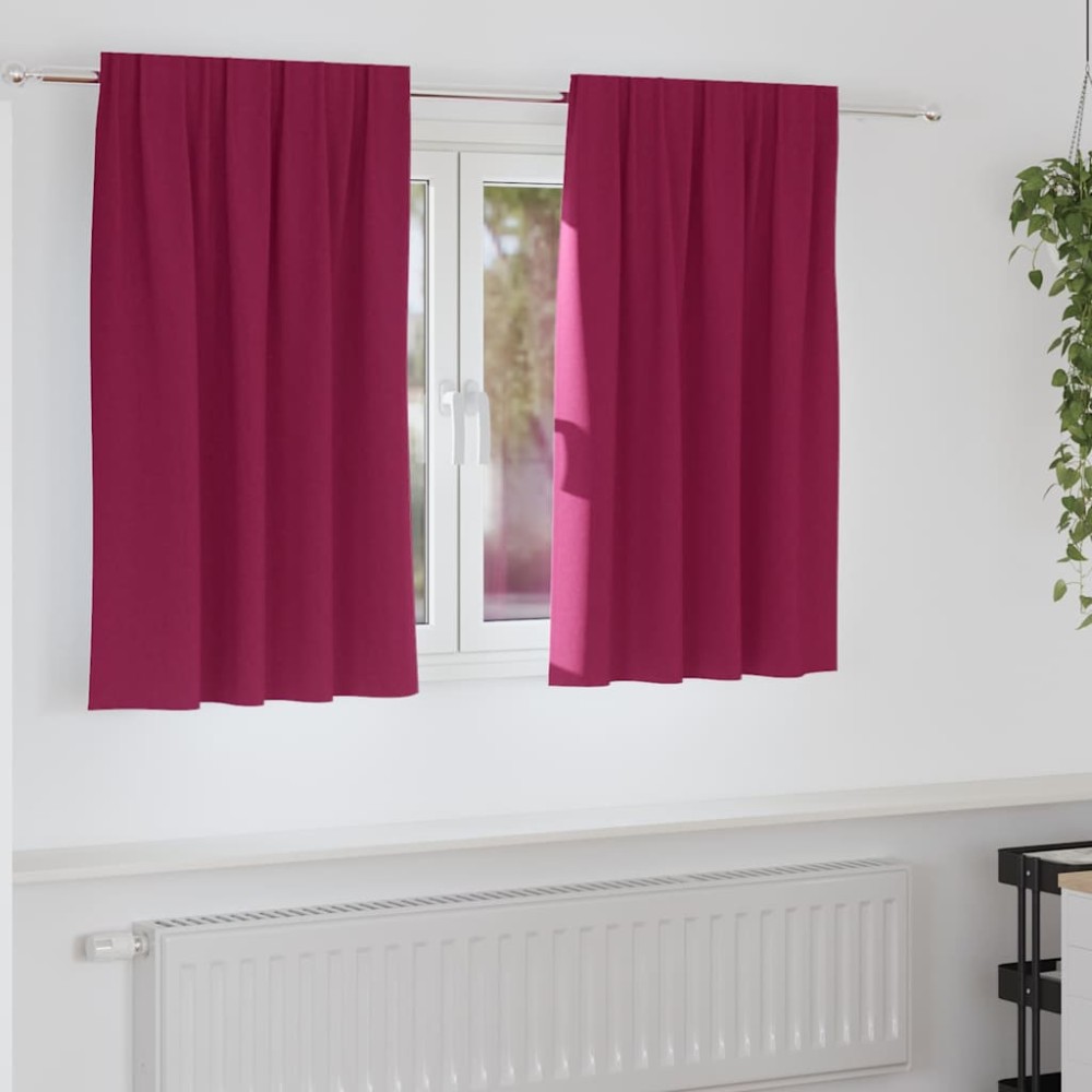 vidaXL Κουρτίνες Μαύρης Ύφανσης με Δαχτυλίδια 2 pcs Κόκκινο