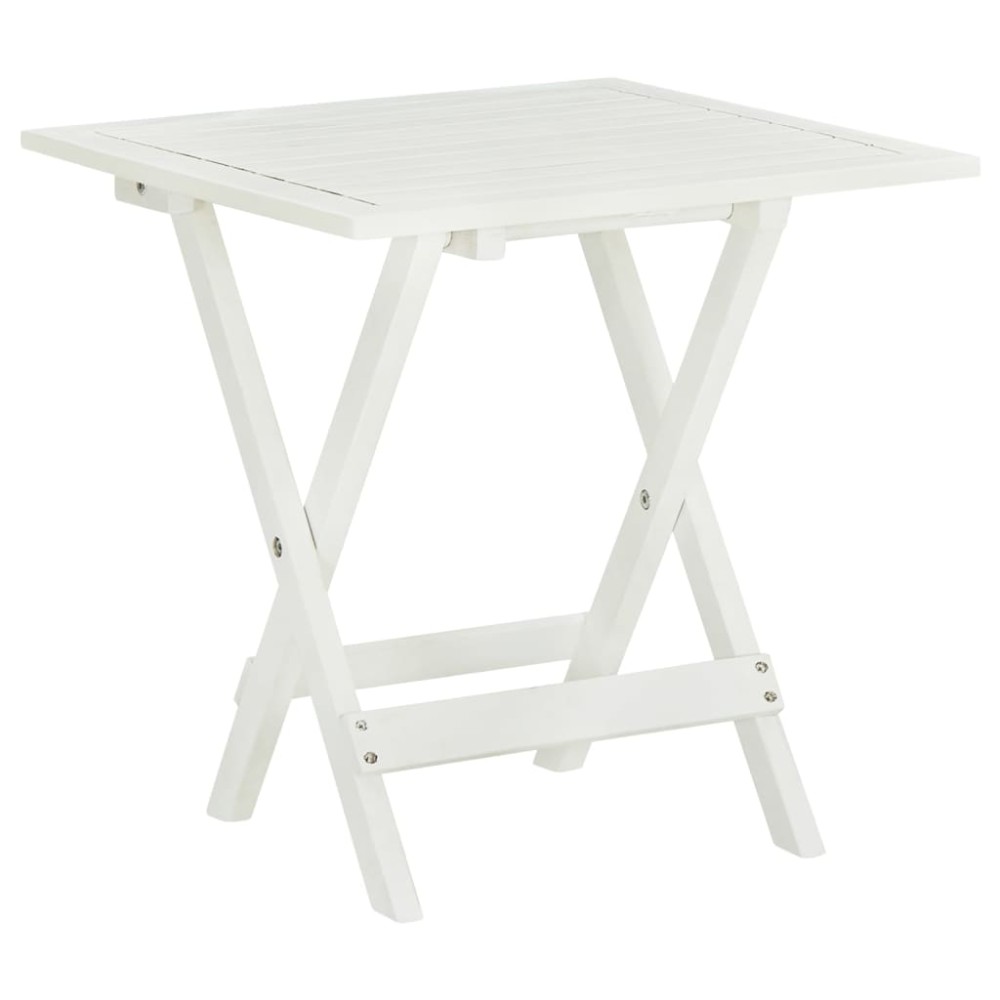 vidaXL Τραπέζι Bistro Λευκό 46 x 46 x 47 εκ. από Μασίφ Ξύλο Ακακίας