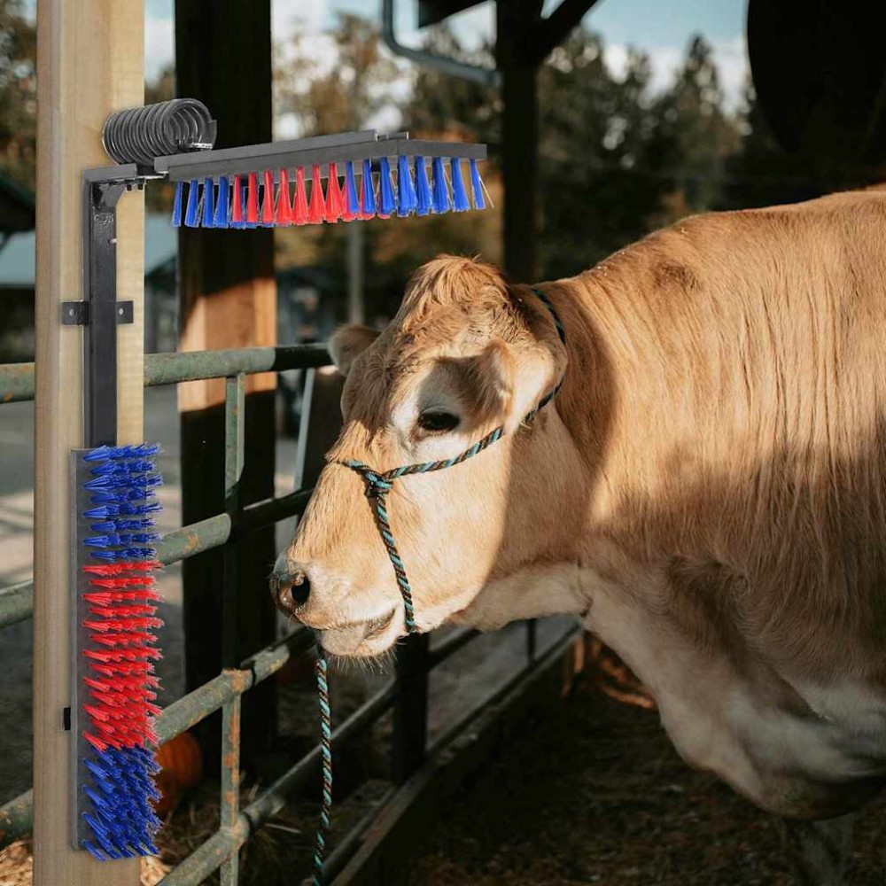 vidaXL Βούρτσες Βοοειδών Κόκκινο και μπλε 84 x 10 x 91 εκ. PVC