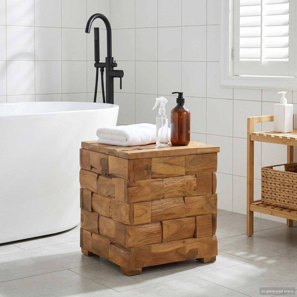 vidaXL Σκαμπό Αποθήκευσης Καφέ 40,5 x 39,5 x 45 εκ. Στερεό Ξύλο Τίκ