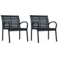 vidaXL Καρέκλες Κήπου 2 τεμ. Μαύρες από Ατσάλι / WPC
