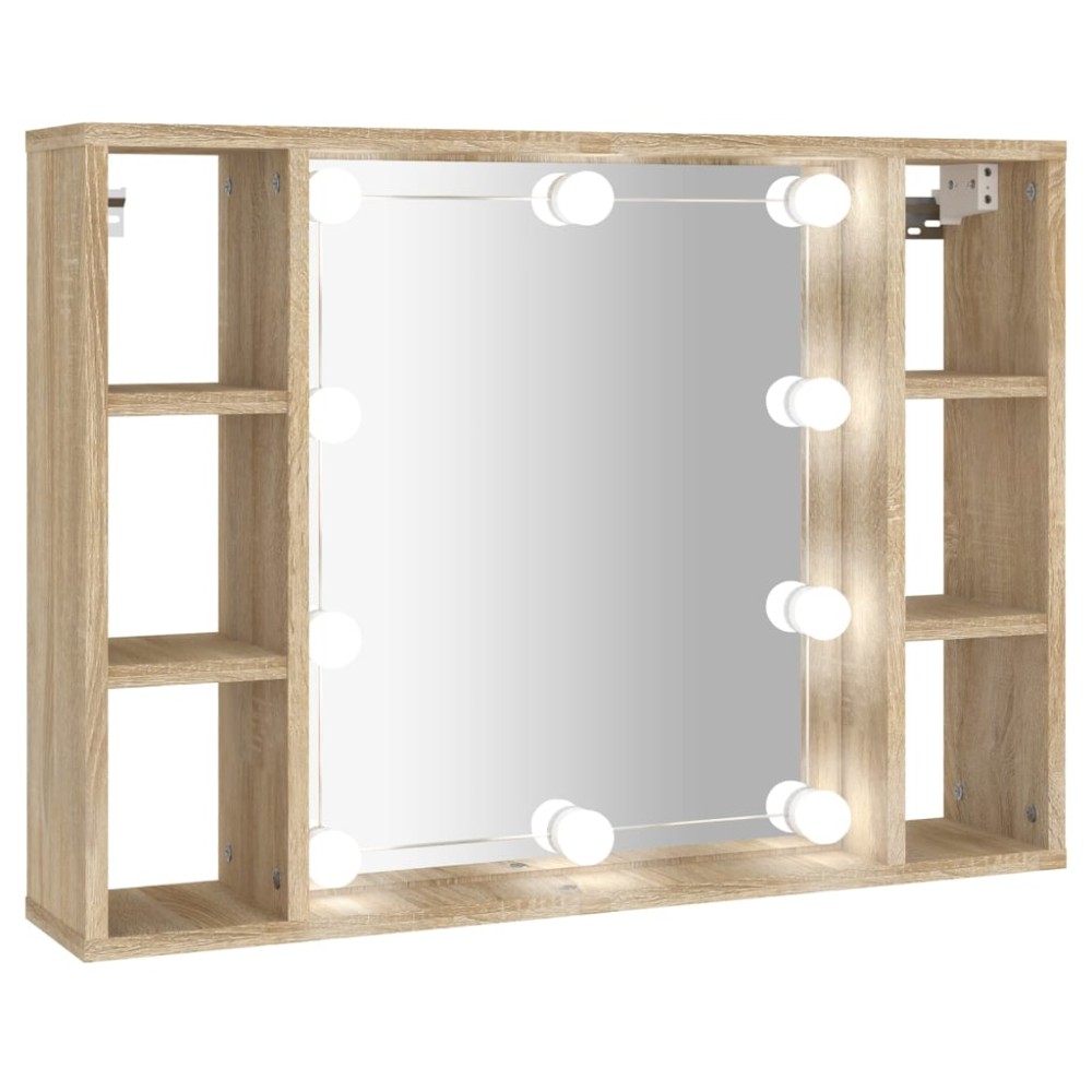 vidaXL Έπιπλο Καθρέπτη με LED Sonoma Δρυς 76 x 15 x 55 εκ.