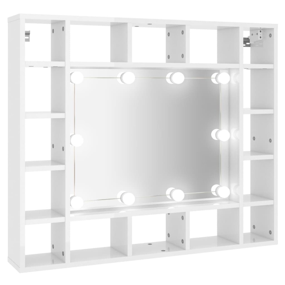 vidaXL Έπιπλο Καθρέπτη με LED Γυαλιστερό Λευκό 91x15x76,5 εκ.