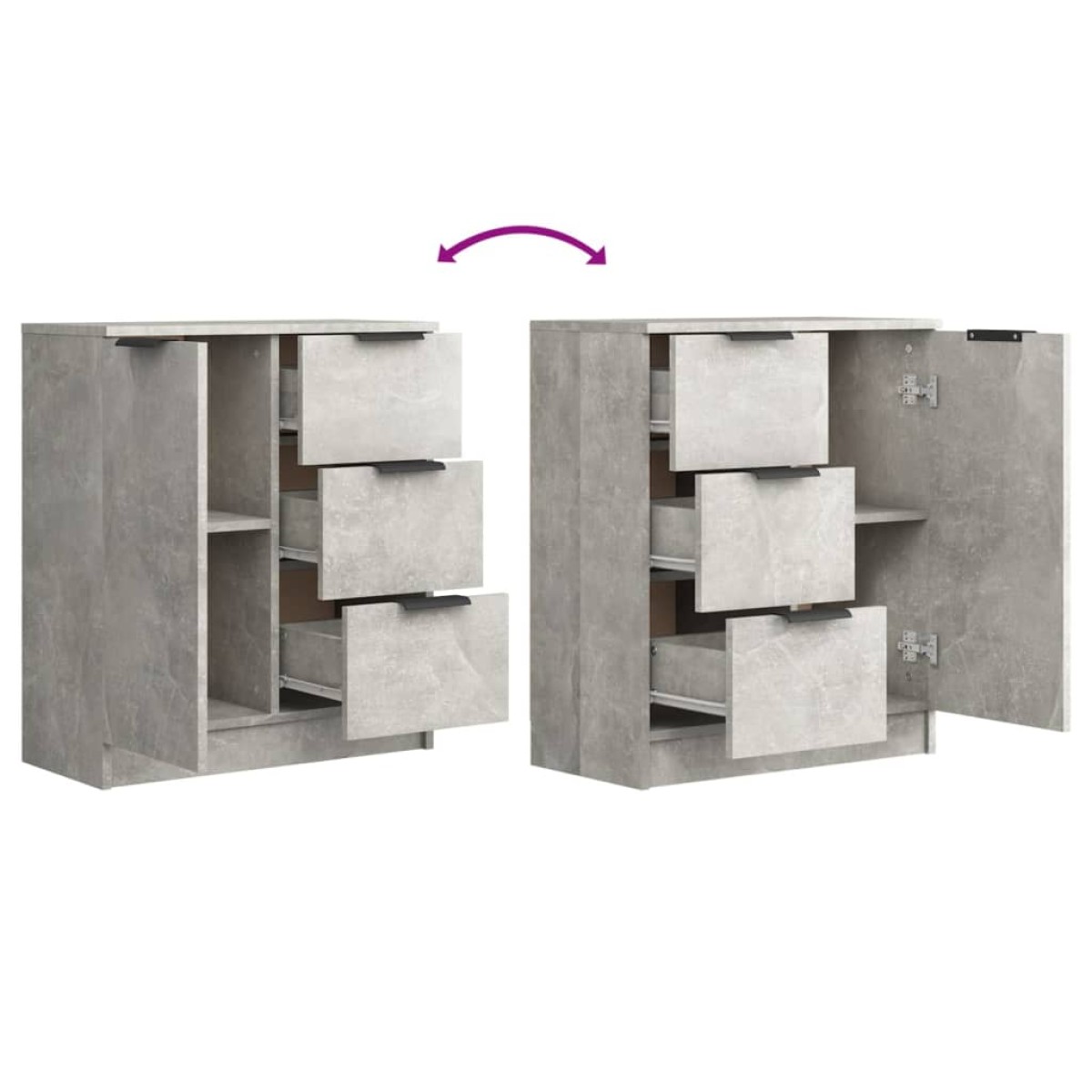 vidaXL Συρταριέρα Γκρι Σκυροδέματος 60x30x70 εκ. Επεξεργασμένο Ξύλο