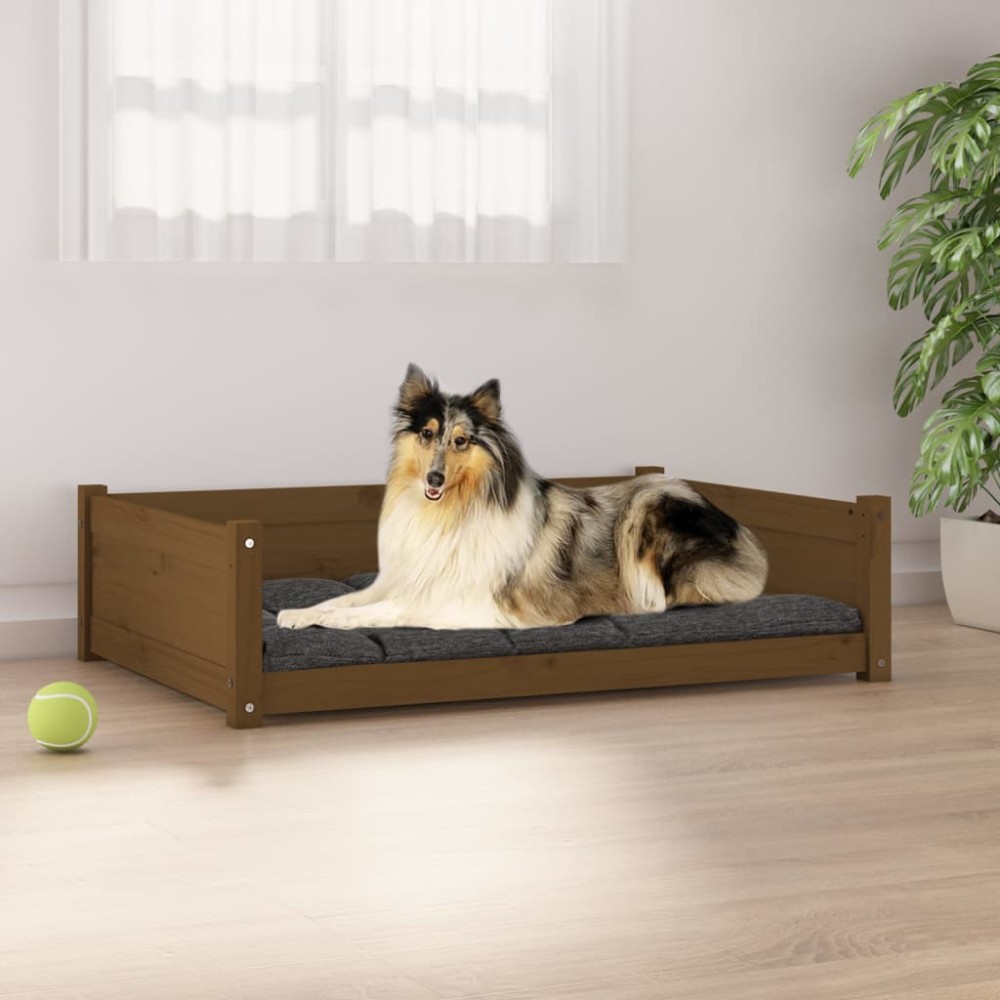 vidaXL Κρεβάτι Σκύλου Μελί 95,5 x 65,5 x 28 εκ. από Μασίφ Ξύλο Πεύκου