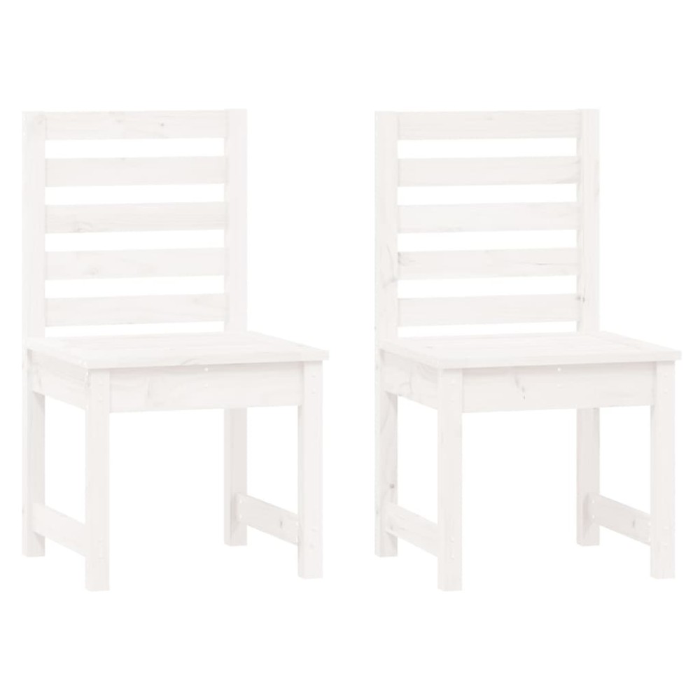 vidaXL Καρέκλες Κήπου 2 τεμ. Λευκές 50x48x91,5 εκ. Μασίφ Ξύλο Πεύκου