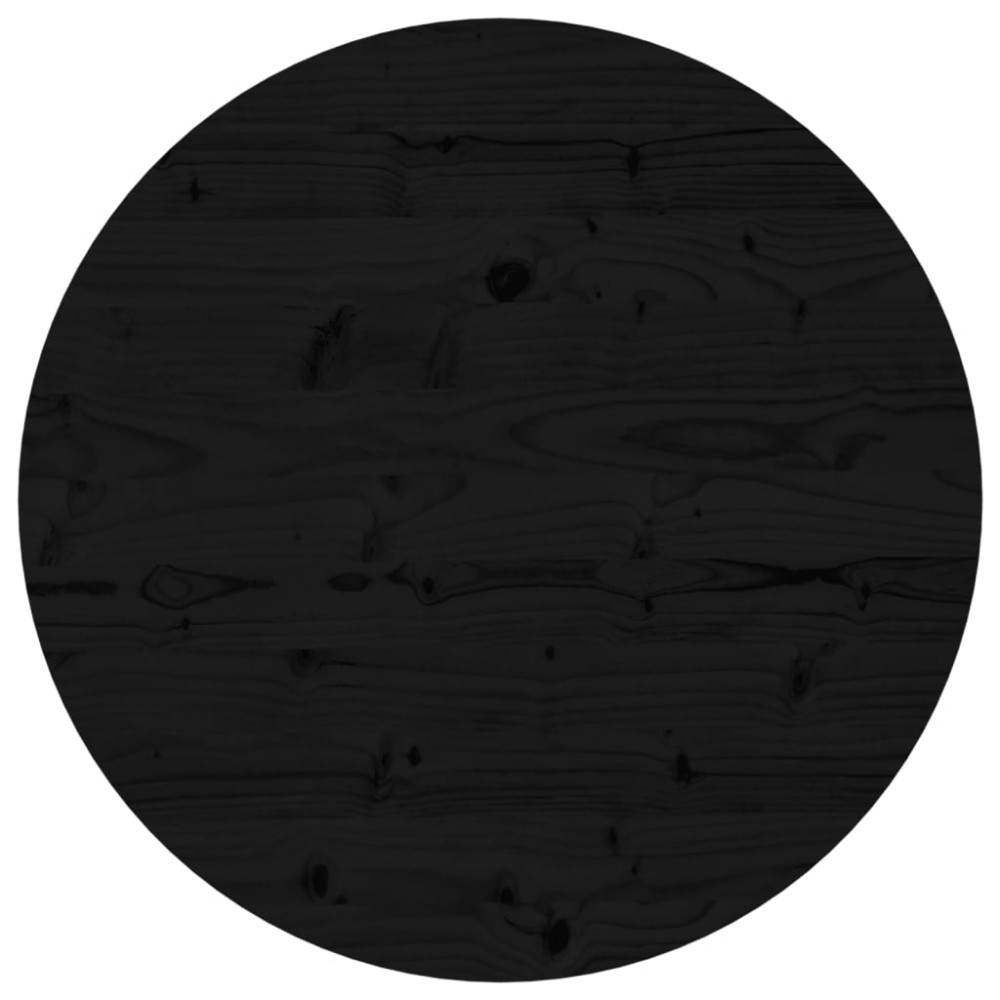 vidaXL Επιφάνεια Τραπεζιού Στρογγυλή Μαύρη Ø60x3 εκ. Μασίφ Ξύλο Πεύκου