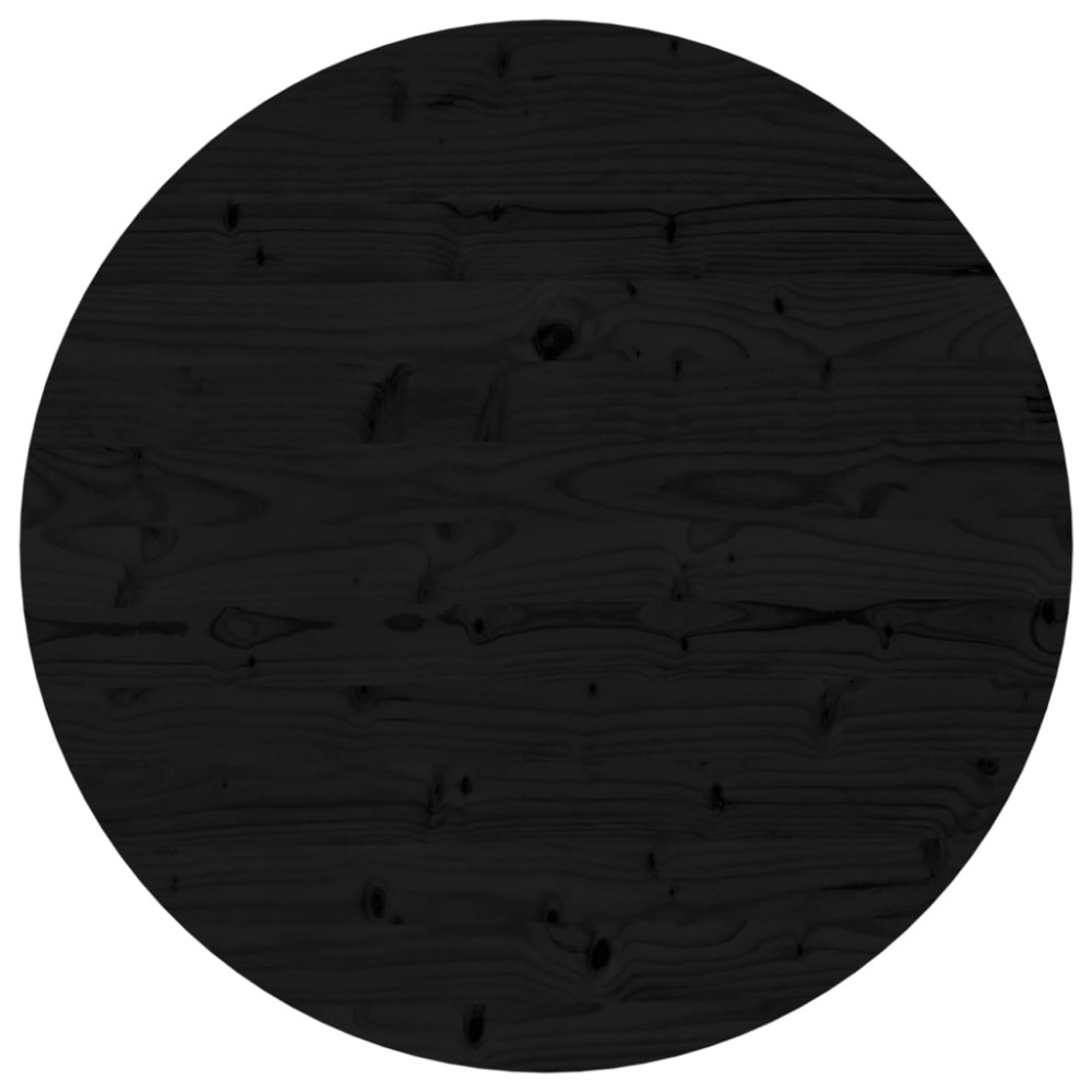 vidaXL Επιφάνεια Τραπεζιού Στρογγυλή Μαύρη Ø70x3 εκ. Μασίφ Ξύλο Πεύκου