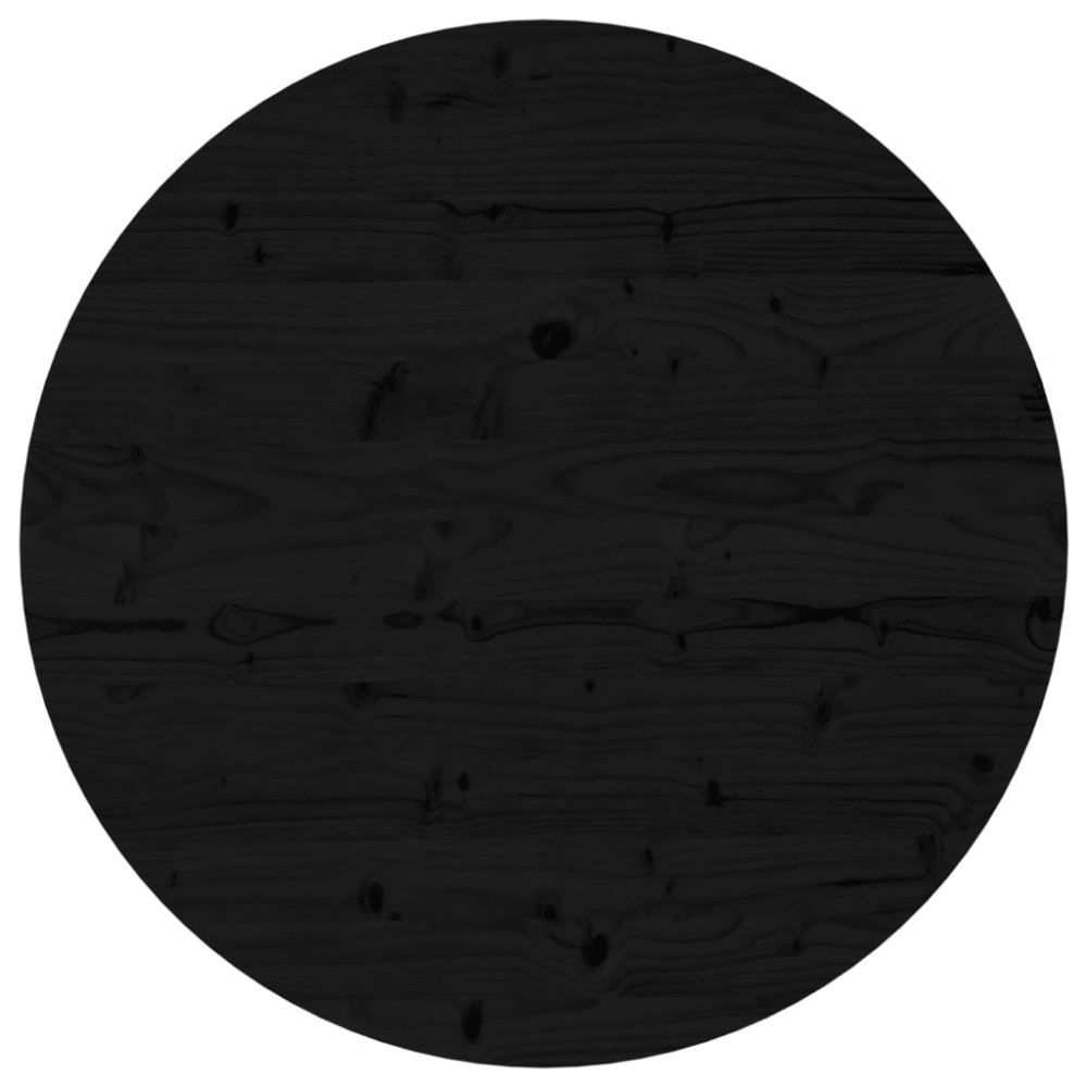 vidaXL Επιφάνεια Τραπεζιού Στρογγυλή Μαύρη Ø80x3 εκ. Μασίφ Ξύλο Πεύκου