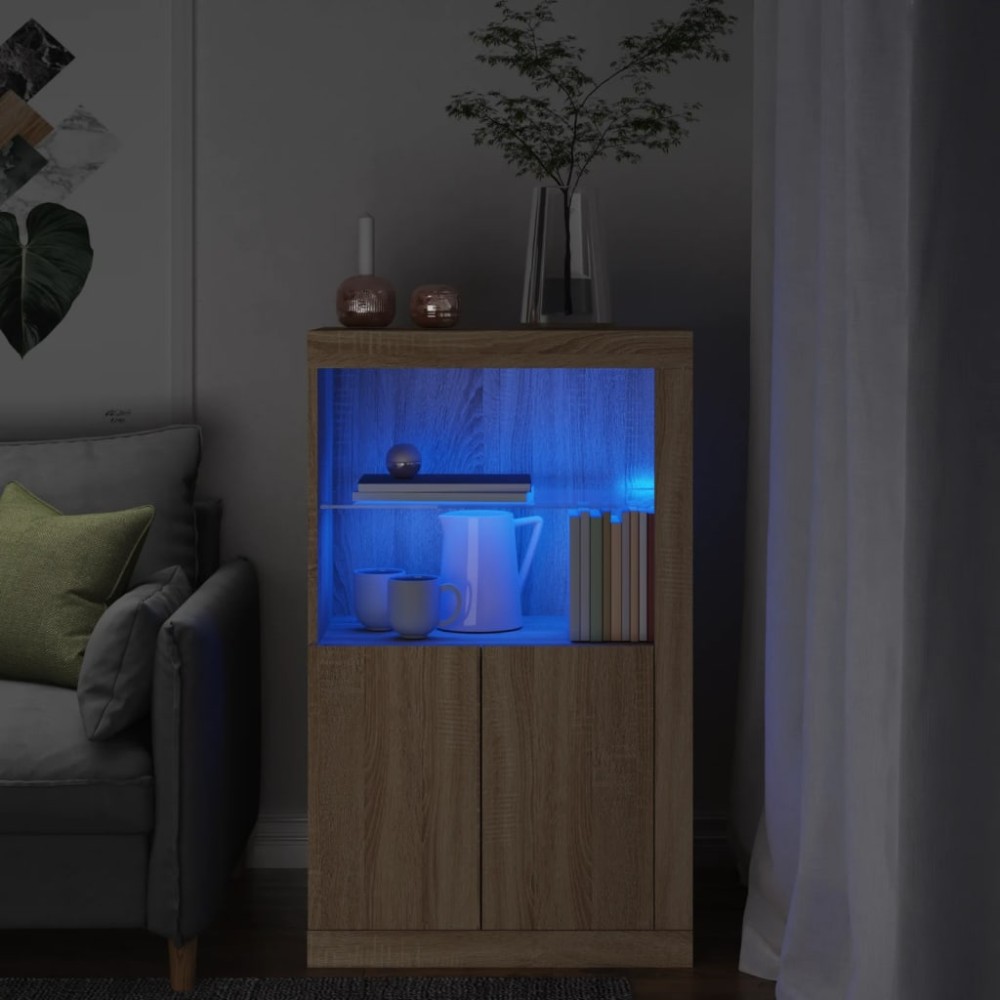 vidaXL Nτουλάπι Βοηθητικό με Φώτα LED Sonoma Δρυς Επεξεργασμένο Ξύλο