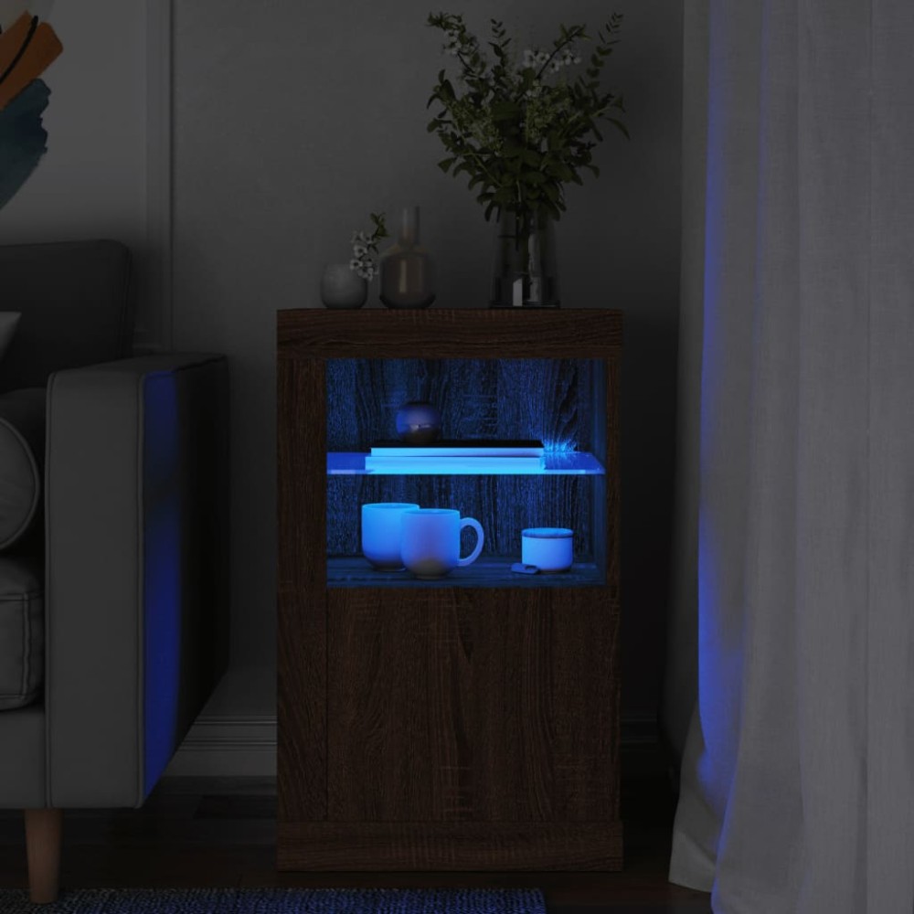 vidaXL Nτουλάπι Βοηθητικό με Φώτα LED Καφέ Δρυς Επεξεργασμένο Ξύλο