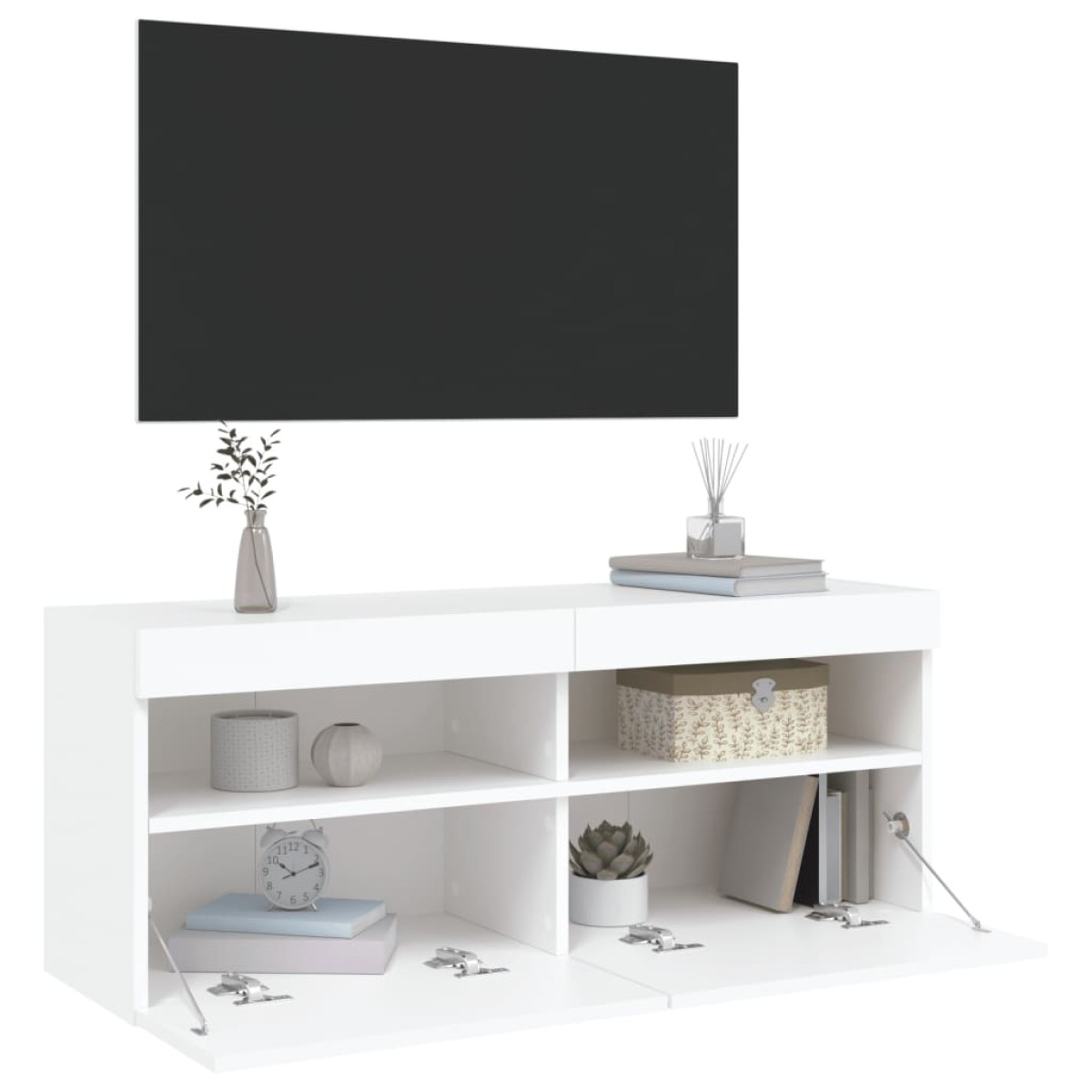 vidaXL Έπιπλο Τοίχου Τηλεόρασης με LED Λευκό 100x30x40 εκ.