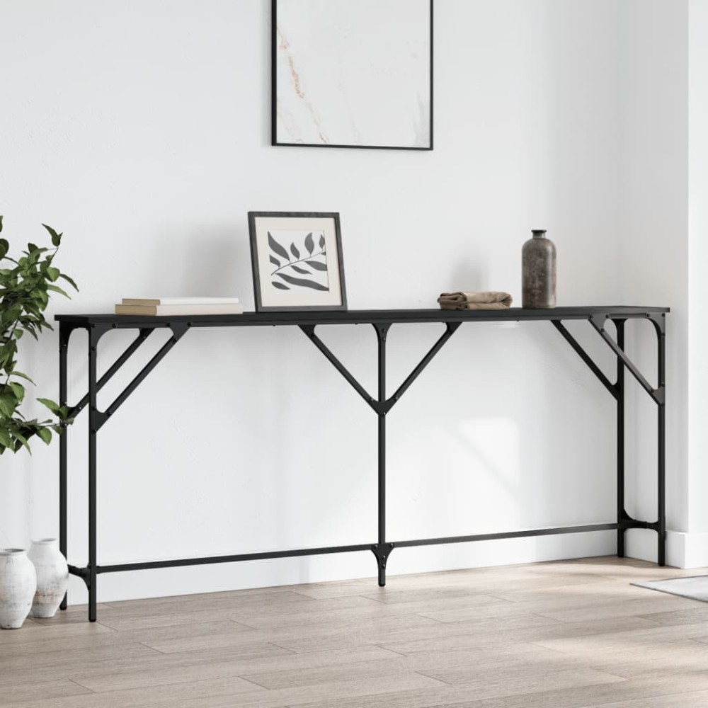 vidaXL Τραπέζι Κονσόλα Μαύρο 180 x 23 x 75 εκ. από Επεξεργασμένο Ξύλο