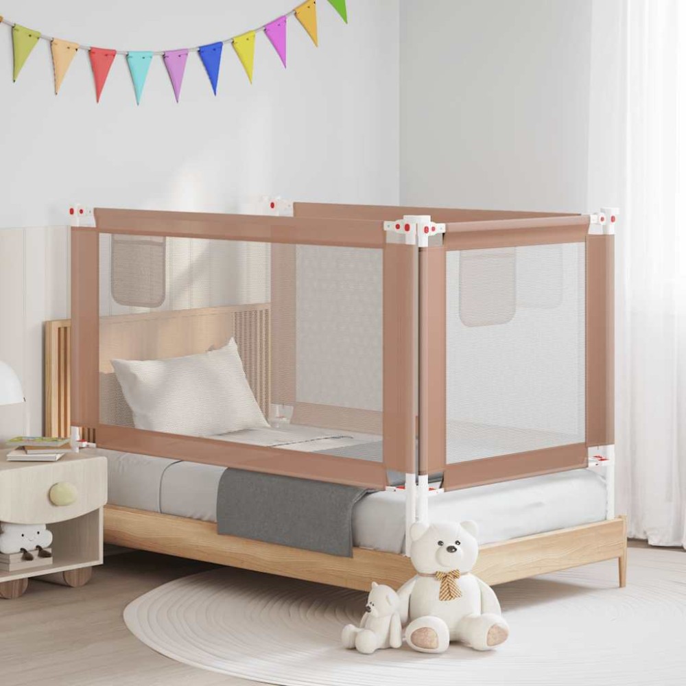 vidaXL Μπάρα Κρεβατιού Προστατευτική Taupe 150 x 25 εκ. Υφασμάτινη