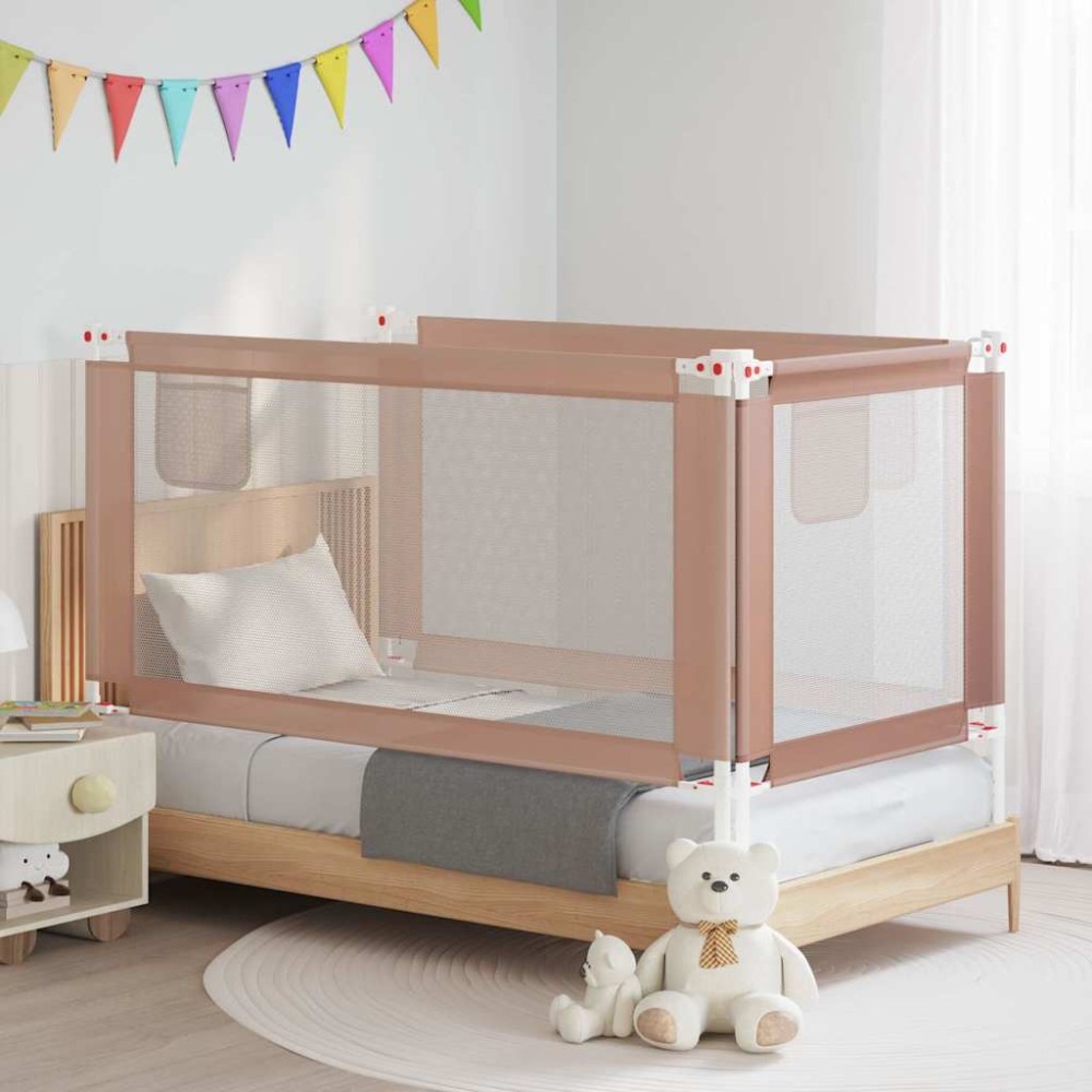 vidaXL Μπάρα Κρεβατιού Προστατευτική Taupe 160 x 25 εκ. Υφασμάτινη