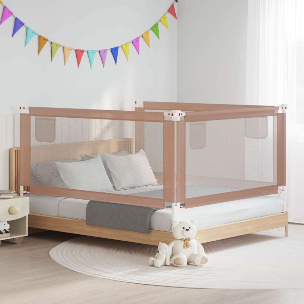 vidaXL Μπάρα Κρεβατιού Προστατευτική Taupe 180 x 25 εκ. Υφασμάτινη
