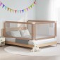 vidaXL Μπάρα Κρεβατιού Προστατευτική Taupe 200 x 25 εκ. Υφασμάτινη