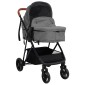 vidaXL Καροτσάκι Μωρού 2 σε 1 Ανοιχτό Γκρι / Μαύρο Ατσάλινο