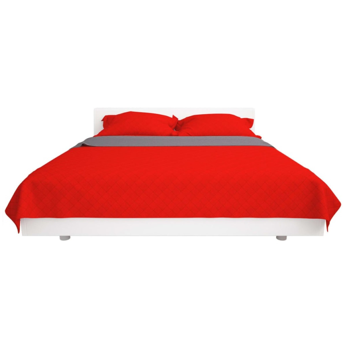 131555 vidaXL Double-sided Quilted Bedspread Red and Grey 170x210 cm