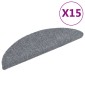 vidaXL Πατάκια Σκάλας Αυτοκόλλητα 15τεμ Αν.Γκρι 56x17x3εκ Βελονιασμένο