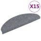 vidaXL Πατάκια Σκάλας Αυτοκόλλητα 15τεμ Αν.Γκρι 65x21x4εκ Βελονιασμένο
